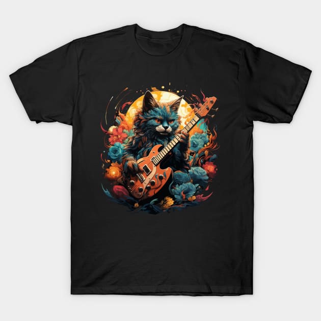 Caracal Playing Guitar T-Shirt by JH Mart